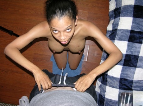 Black girl Eden West takes a cumshot in her butt crack during POV sex