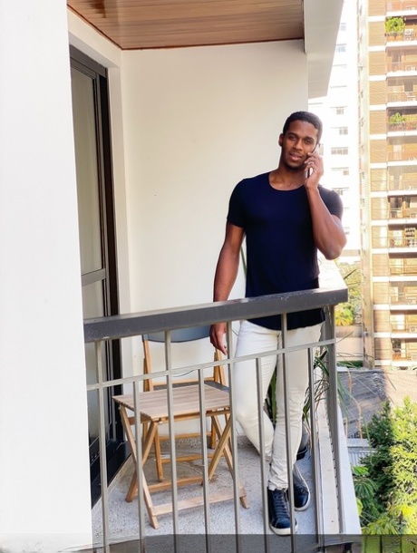 Ebony gay dude with a huge dick Manuel Skye gets boned by a white dude in POV
